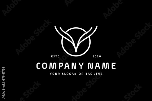 deer horn line art logo design vector