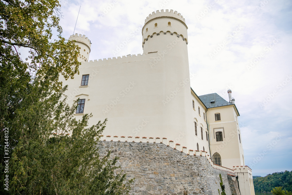 Castle Orlik nad Vltavou, medieval stronghold on a rock above river, South Bohemia, Czech Republic