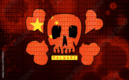 china hacker computer hacker Spyware virus on a computer screen attack