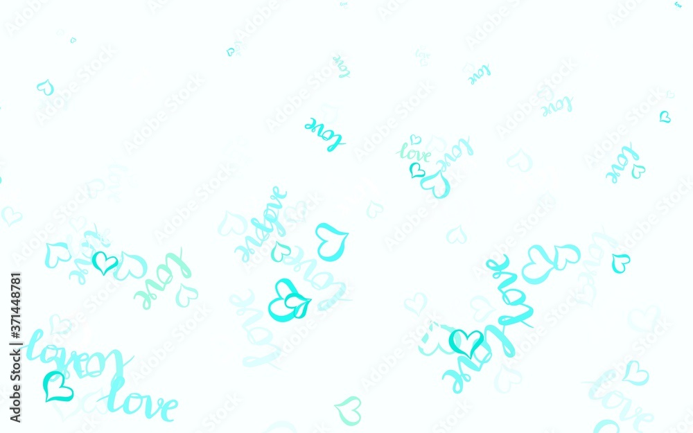 Light Green vector background with hearts.