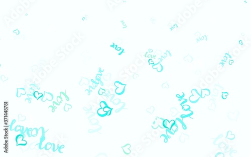 Light Green vector background with hearts.