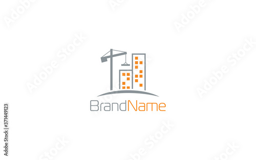 Construction logo with simple shape in orange color