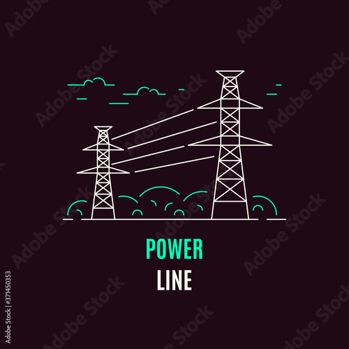 Power line, electricity supply, flat style icon design.