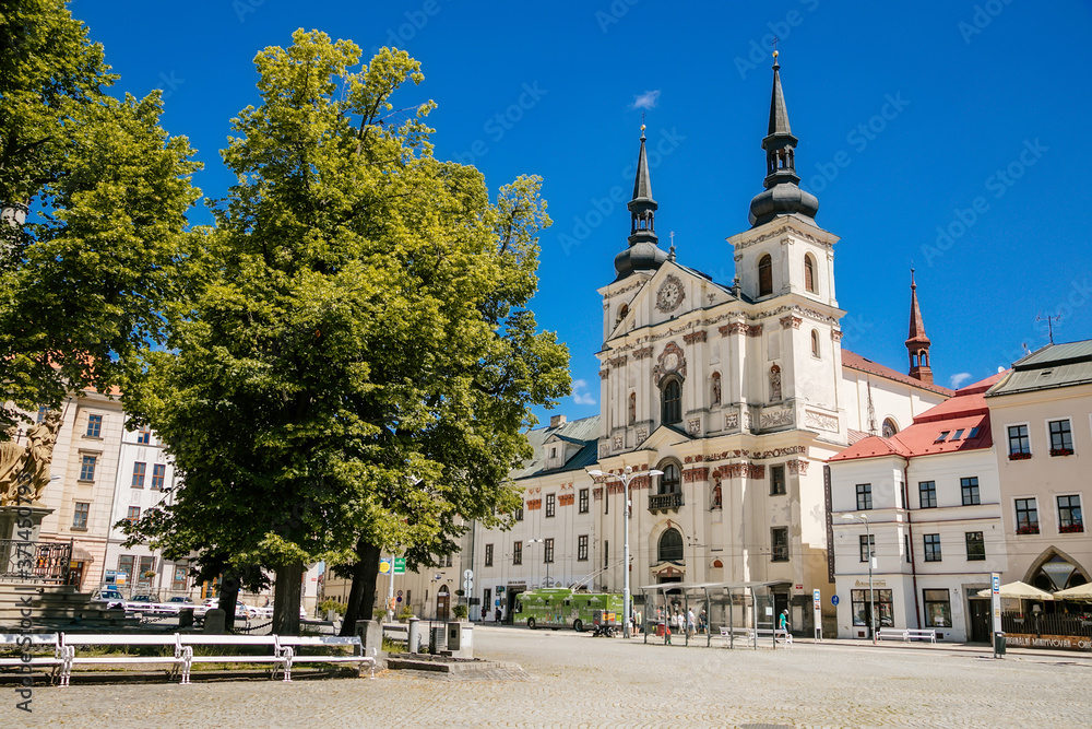 Saint Ignatius Church at Masaryk Square, Jihlava, Czech Republic. July 05, 2020