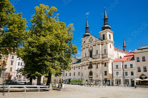 Saint Ignatius Church at Masaryk Square, Jihlava, Czech Republic. July 05, 2020