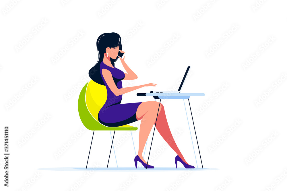 Young woman working on computer in office