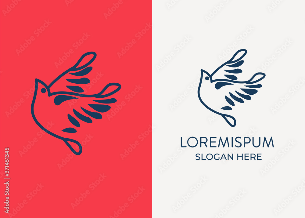 bird logo vector icon template mono line color line art outline.one