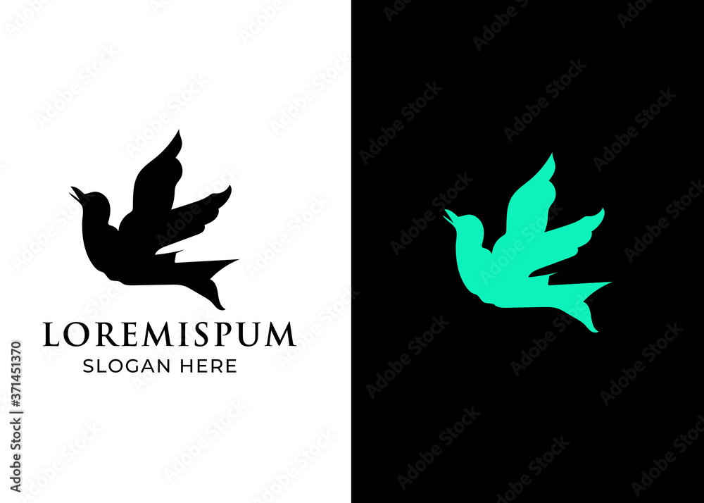 bird logo vector icon template mono line color line art outline.one