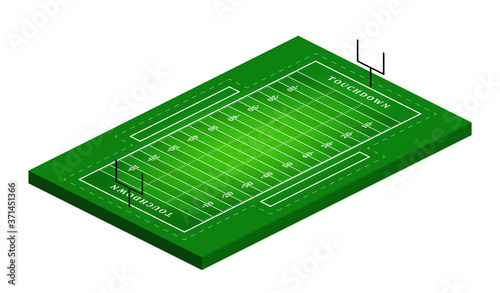 Vector flat isometric view of american football field illustration. Abstract isometric sport illustration