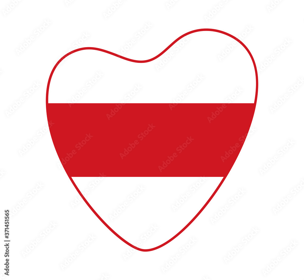 Belarus white-red-white flag in heart shape. Vector illustration. Protest in Belarus on 2020 Belarus white-red-white flag in heart shape. Vector illustration. Protest in Belarus on 2020