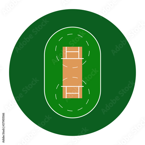 Cricket Field. Simple symbol and background. Vector Illustration isolated on a white background.