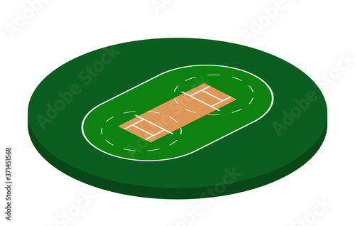 Cricket Field in isometric view, cricket stadium Vector illustration on white background