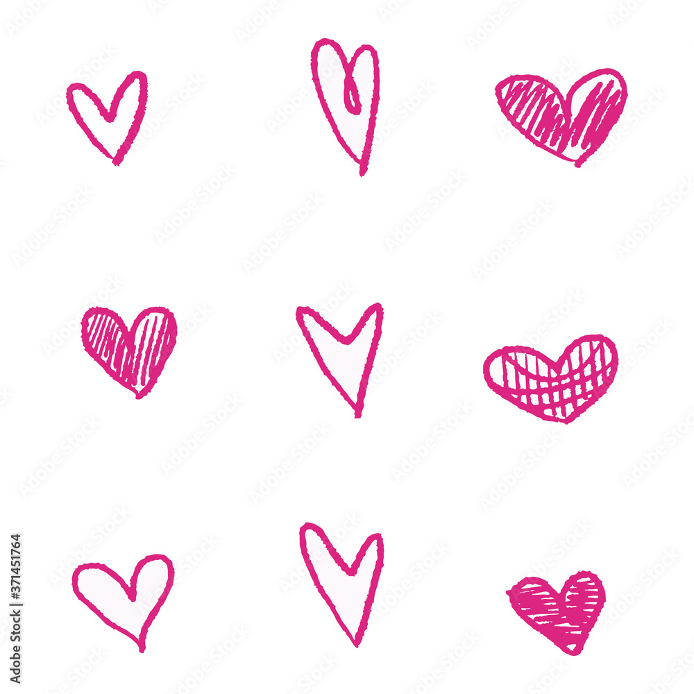 Heart doodles. Hand drawn hearts. Design elements for Valentine's day. Vector EPS 10.