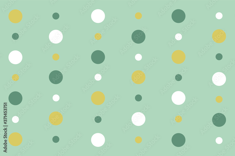 Colourful multiple sized circle bubble grid pattern on a green background vector