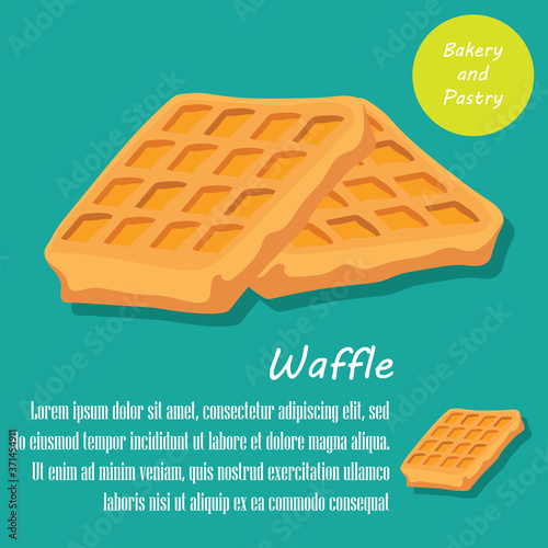 waffle bakery and pastry french and danish pastries banner. vector illustration