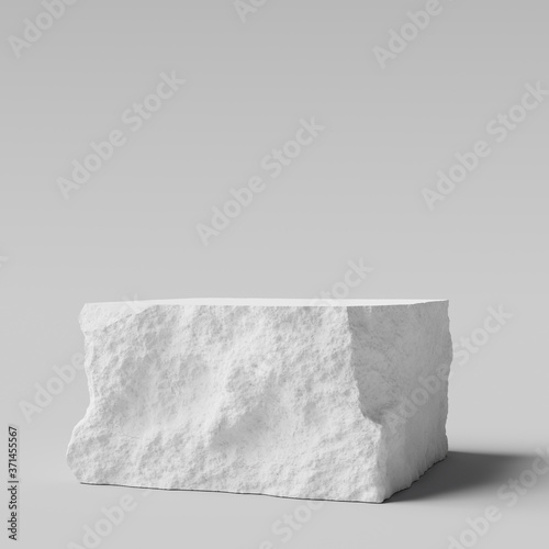 Background for cosmetic product branding, identity and packaging showcase. White stone podium. 3d rendering