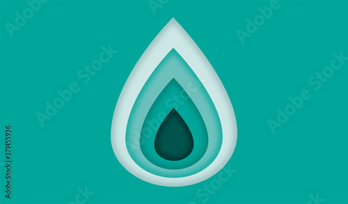 3D illustration in the style of paper cut, water drop layers of paper vector 10 EPS