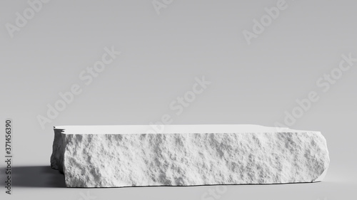 White stone rough plate object display podium. 3d rendering