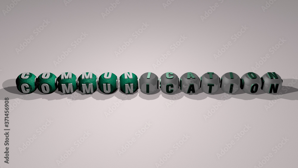 COMMUNICATION combined by dice letters and color crossing for the related meanings of the concept for illustration and business COMMUNICATION combined by dice letters and color crossing for the related meanings of the concept for illustration and business