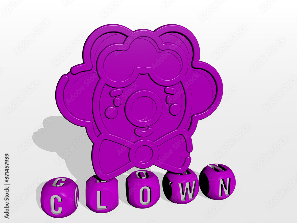 clown cubic letters with 3D icon on the top - 3D illustration for cartoon and circus clown cubic letters with 3D icon on the top - 3D illustration for cartoon and circus