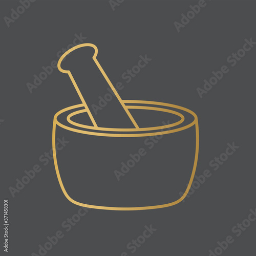 golden mortar icon - vector illustration