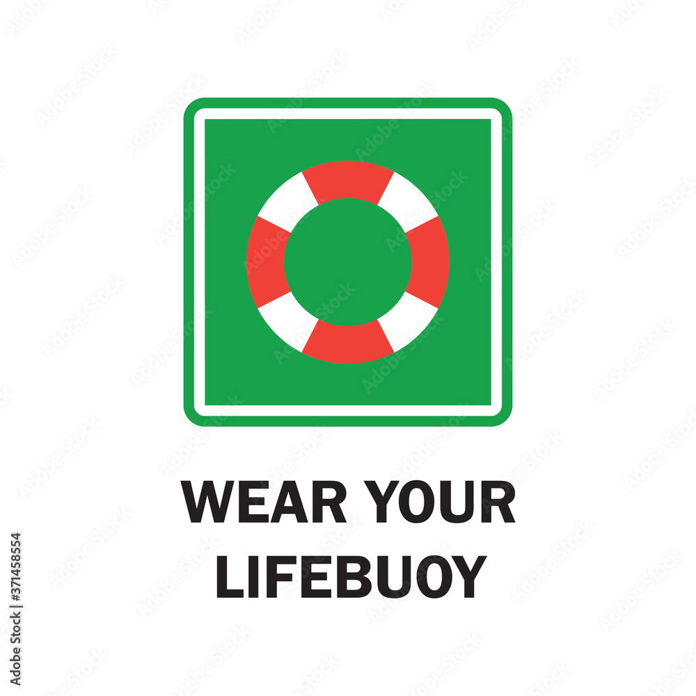 beach safety signs with wear your lifebuoy text. vector illustration beach safety signs with wear your lifebuoy text. vector illustration