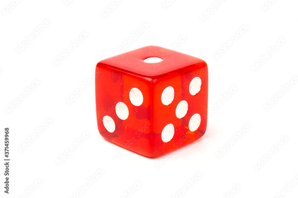 Transparent and red glass dices isolated on white background. Transparent and red glass dices isolated on white background.