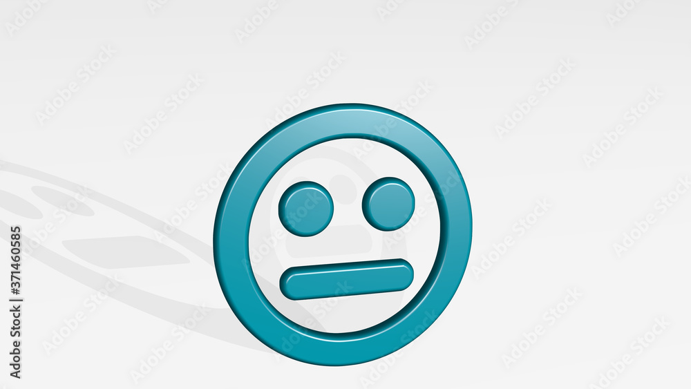 smiley indifferent alternate 3D icon casting shadow - 3D illustration for face and emoticon smiley indifferent alternate 3D icon casting shadow - 3D illustration for face and emoticon