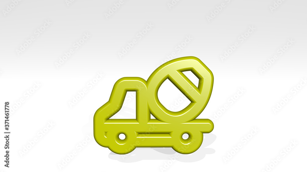 heavy equipment mortar truck 3D icon casting shadow - 3D illustration for background and construction heavy equipment mortar truck 3D icon casting shadow - 3D illustration for background and construction