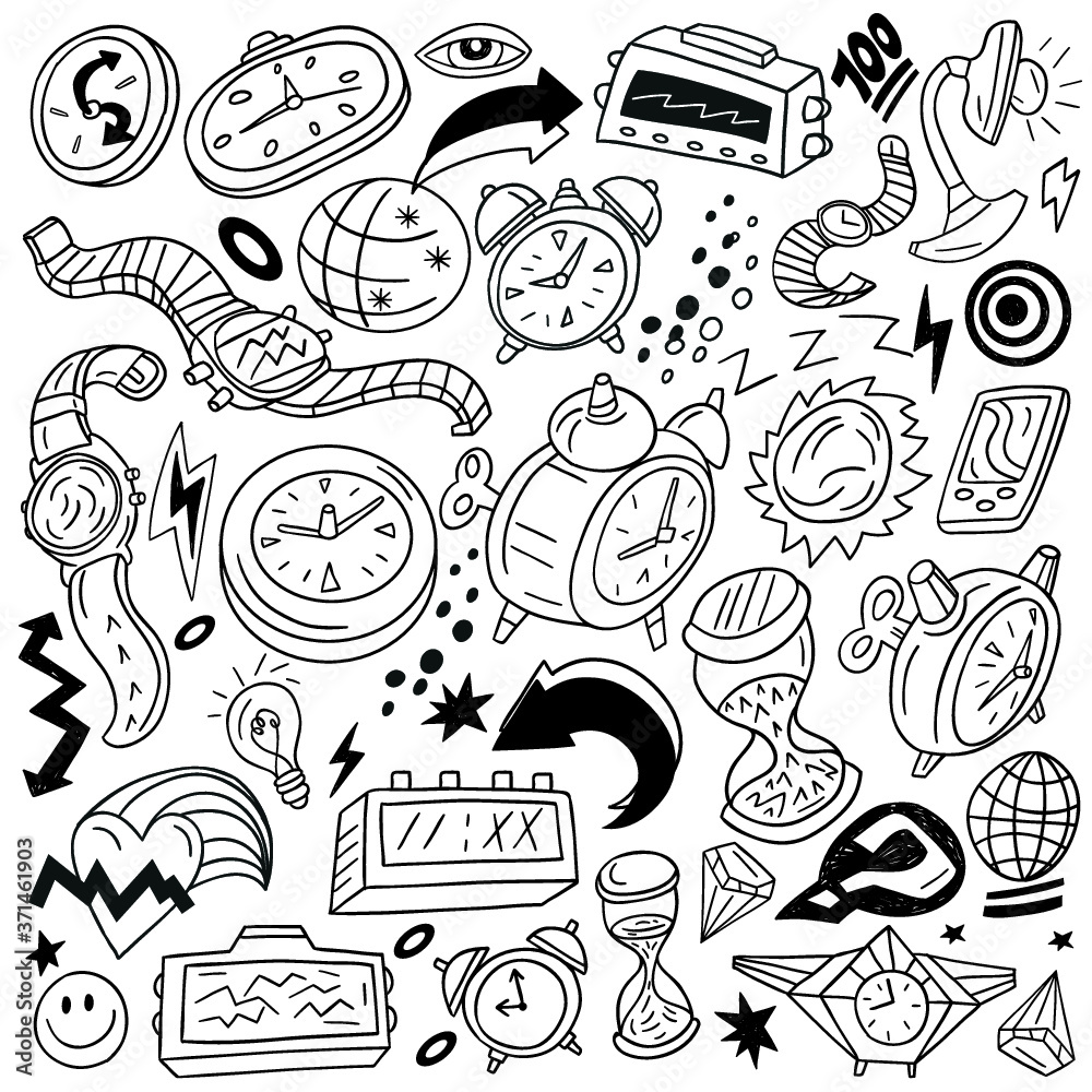 Time symbols , watches - doodles collection