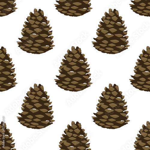 Cartoon beautiful pine cone. Seamless pattern. Vector Illustration