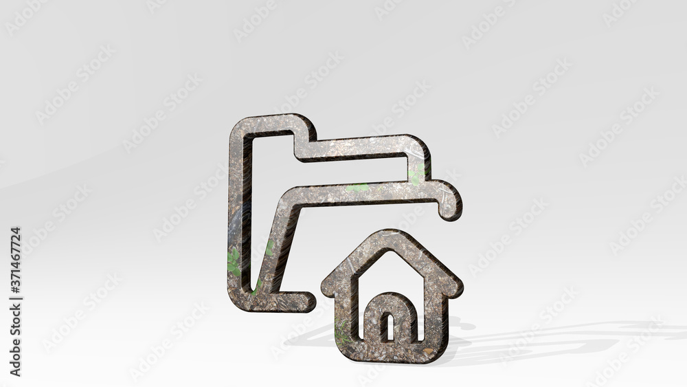folder home 3D icon standing on the floor - 3D illustration for business and background folder home 3D icon standing on the floor - 3D illustration for business and background