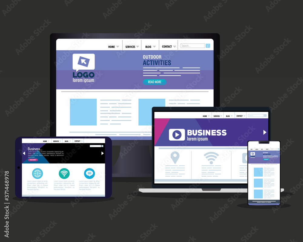 mockup responsive web, concept website development, in electronics devices vector illustration design mockup responsive web, concept website development, in electronics devices vector illustration design