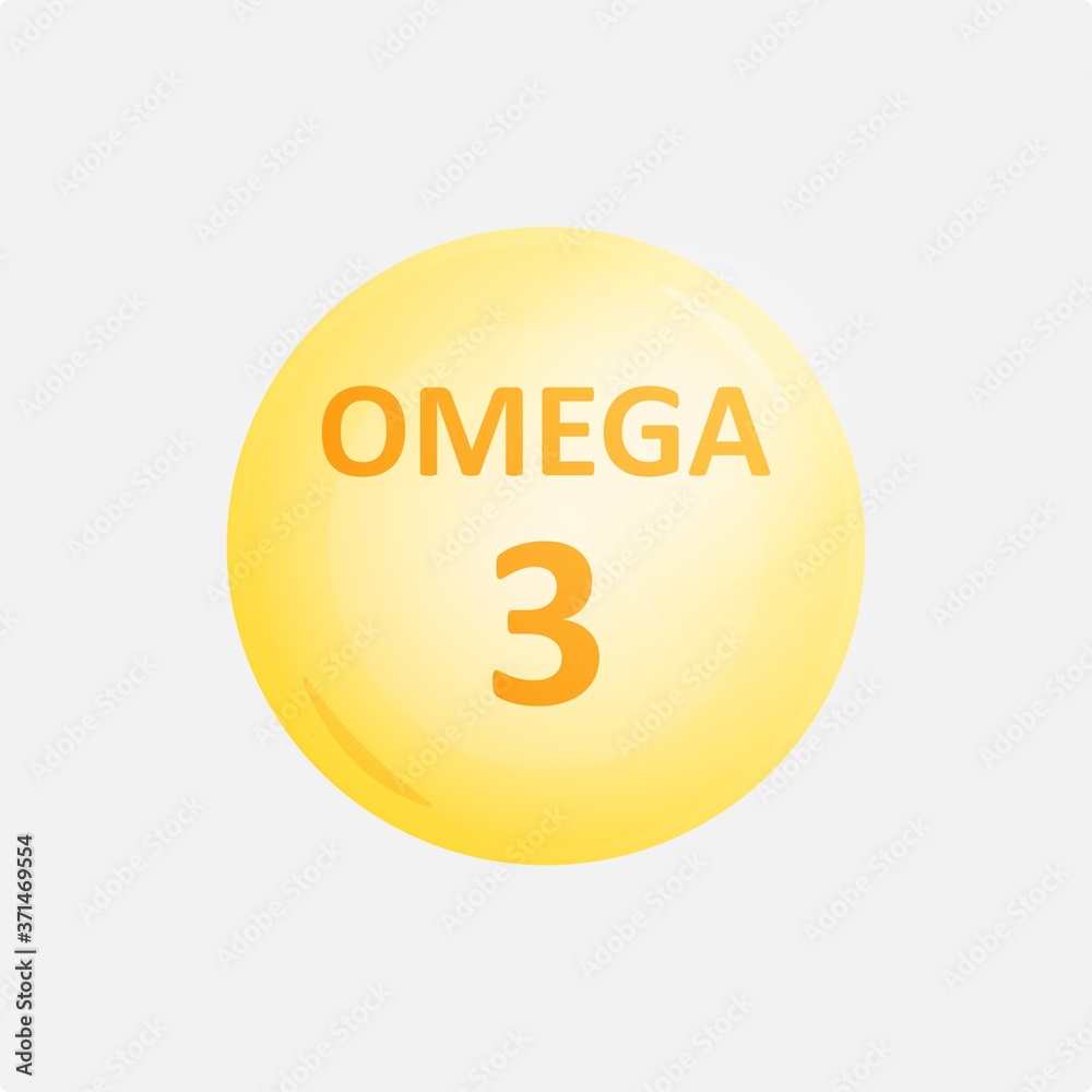 Omega 3 vitamin supplement vector icon image. Omega 3 vitamin supplement vector icon image.