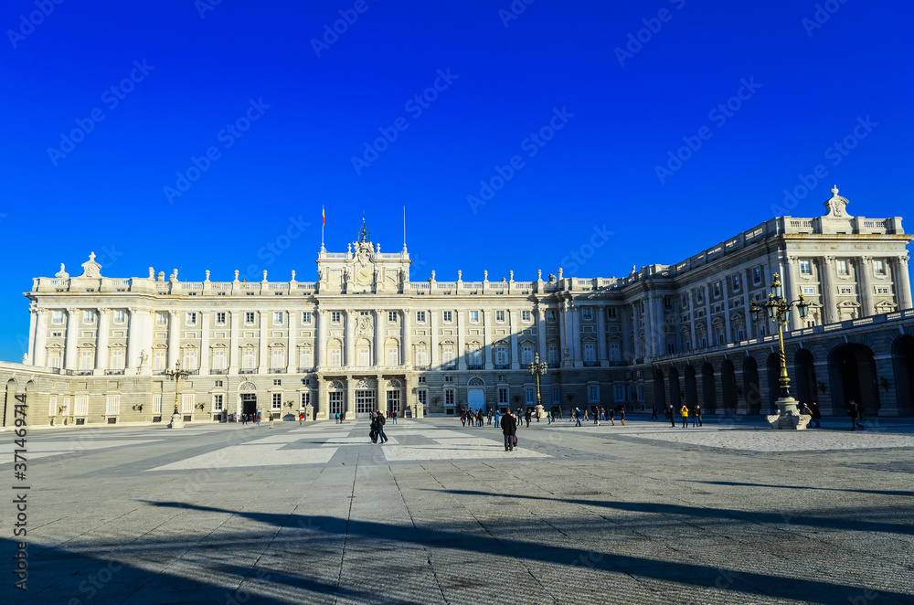 Armory Square (Plaza de la armería) in front of the royal palace. Madrid, Spain