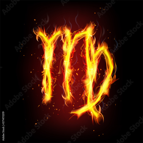 Virgo zodiac sign in fire. People virgo zodiac vector illustration