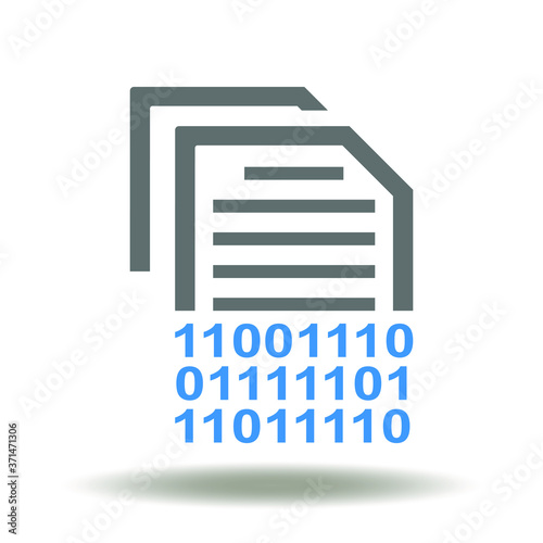 Files documents and zero one numbers icon vector. Digital transformation logo. Data recognition digitizing file sign. photo