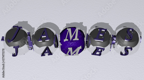 JAMES text by cubic dice letters - 3D illustration for spain and camino photo