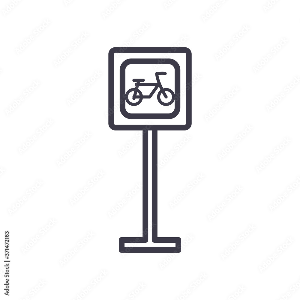bike parking zone road sign line style icon vector design bike parking zone road sign line style icon vector design