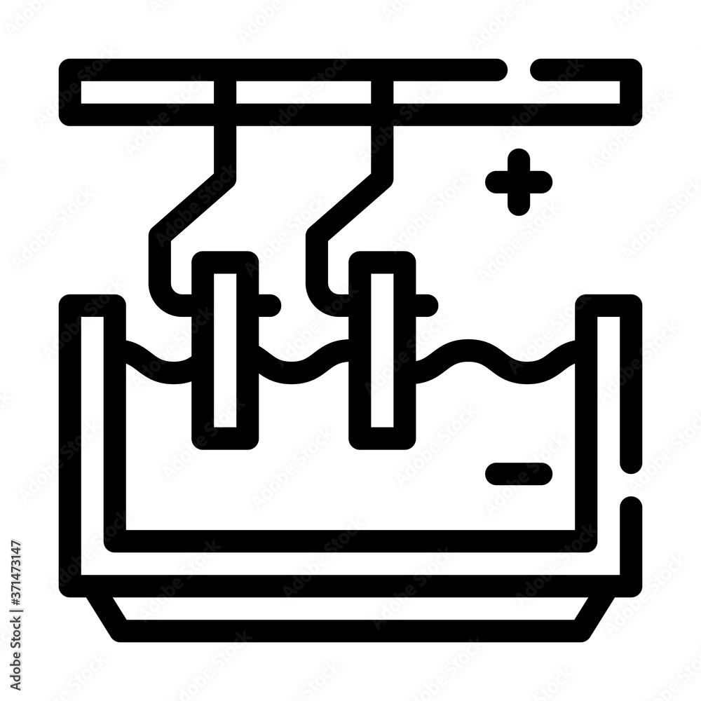 galvanic bath line icon vector isolated illustration