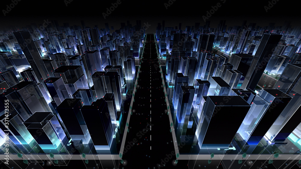 City night Building Simple Modern Skyscraper business 3D illustration background.