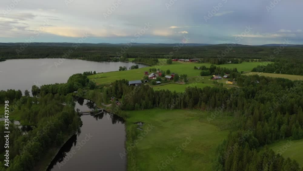 Aerial view of a mountain village in northern Sweden Aerial view of a mountain village in northern Sweden