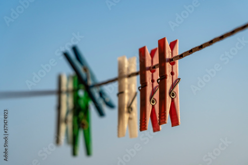 clothes peg on a clothesline