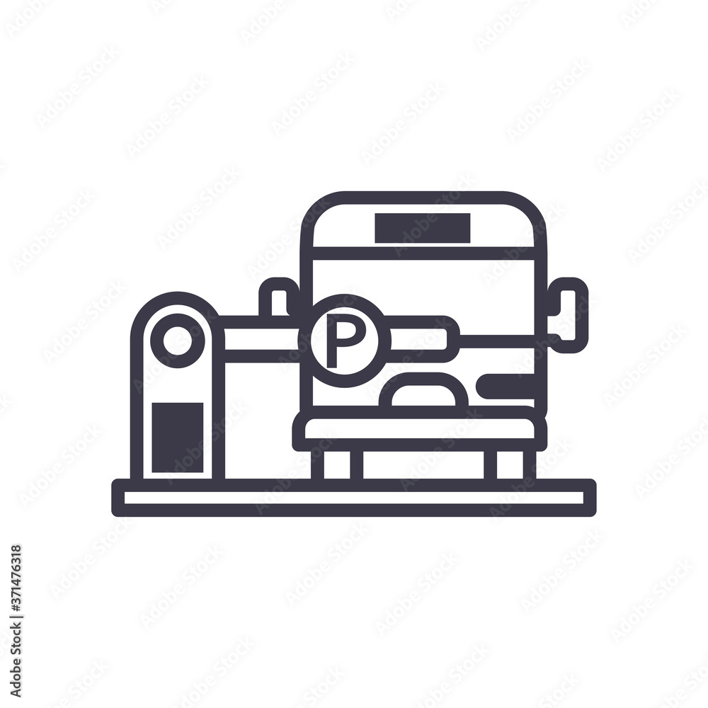 bus behind parking gate line style icon vector design bus behind parking gate line style icon vector design
