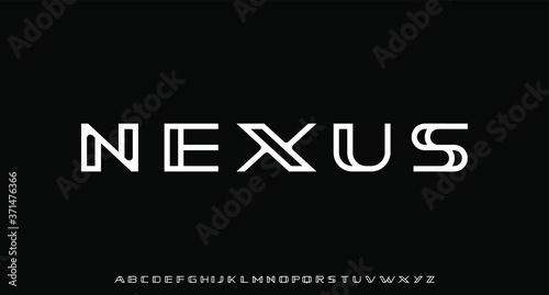 NEXUS, outlined futuristic minimal alphabet. display font vector typeset 