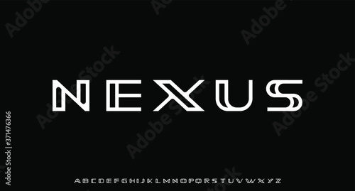 NEXUS, outlined futuristic minimal alphabet. display font vector typeset	