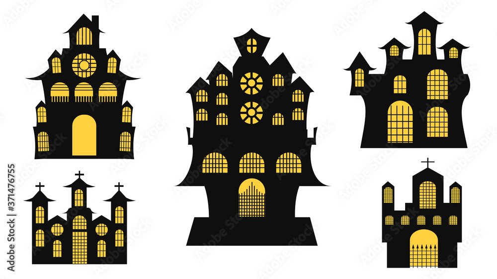 Horror house, hunted house set pack collection, Vector