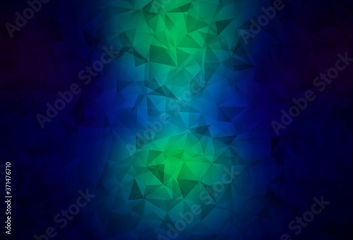 Dark Blue, Green vector gradient triangles template.