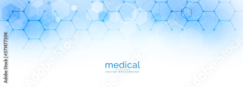 hexagonal medical science and healthcare banner design