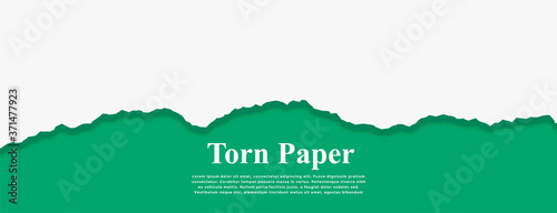 white torn paper on turquoise color banner